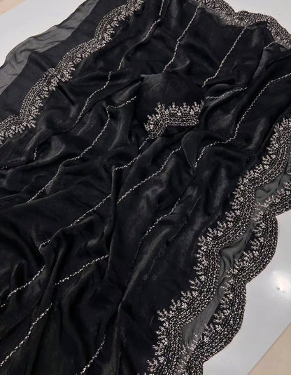 Fendy Chiffon saree with Jar khan Dimond Work