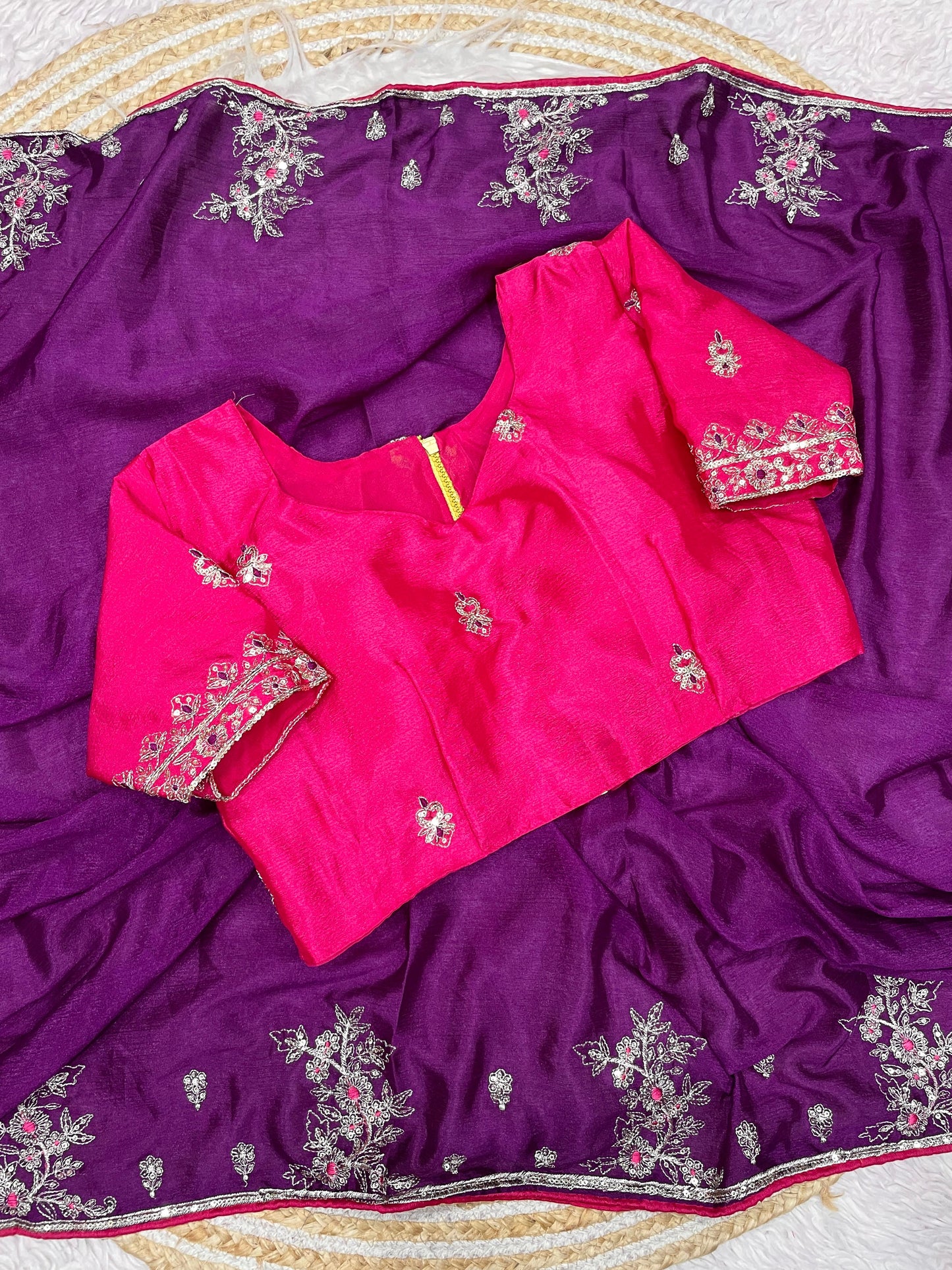 NATURAL Chinnon fabric with Coding Sequence work