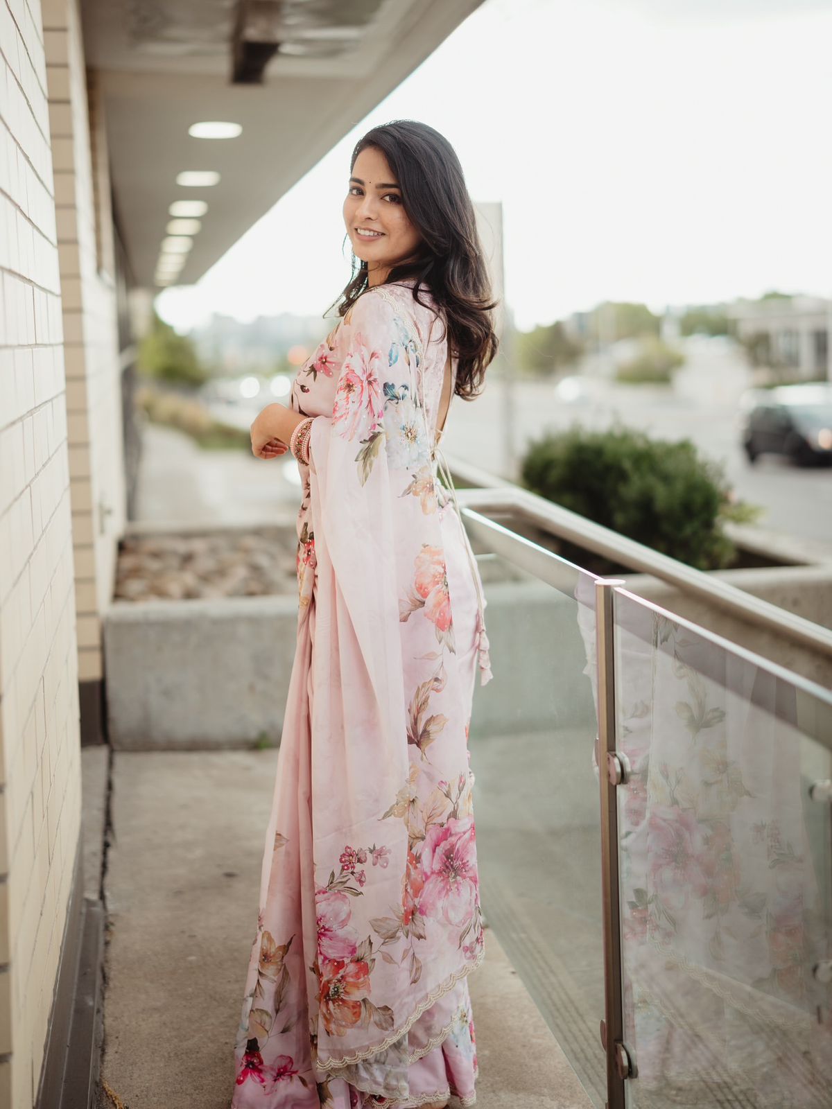 Exuding grace and sophistication This floral-printed saree