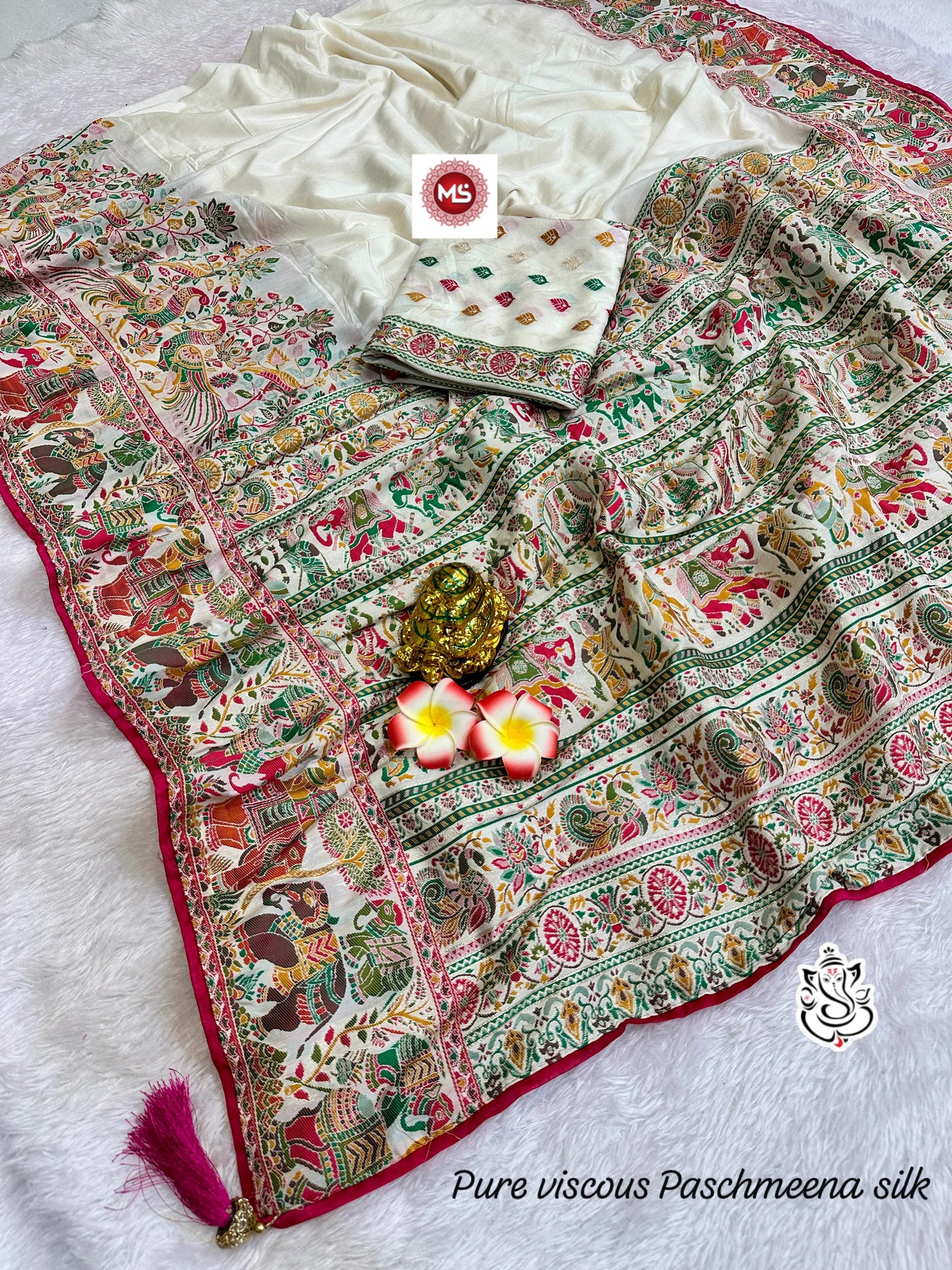 viscose Paschmeena silk saree