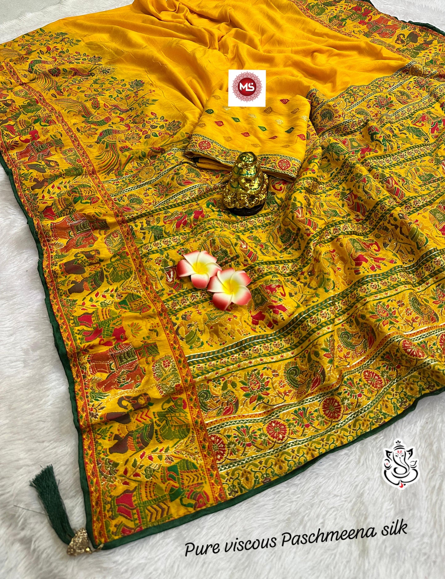 viscose Paschmeena silk saree