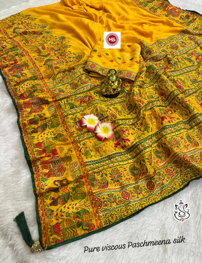 viscose Paschmeena silk saree