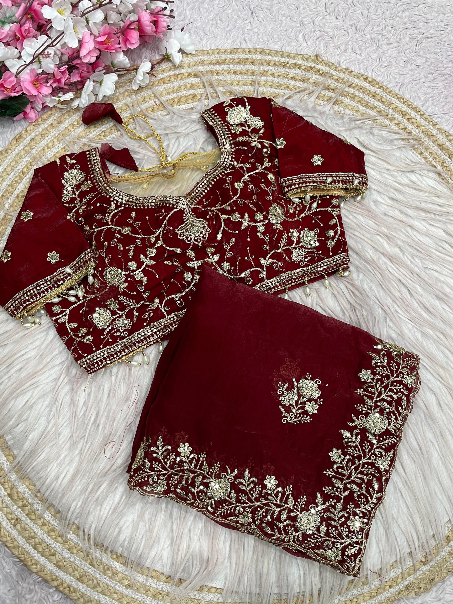 Fendy Sattin fully stitched Multi sequence work