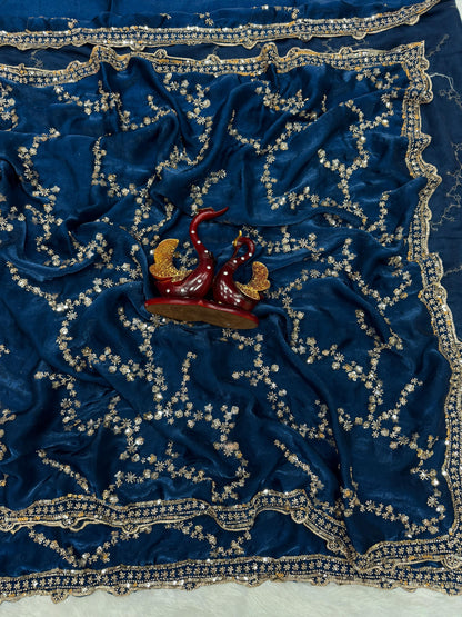 Premium Beads Work Soft Space Silk Saree