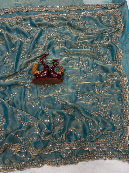 Premium Beads Work Soft Space Silk Saree