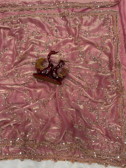 Premium Beads Work Soft Space Silk Saree