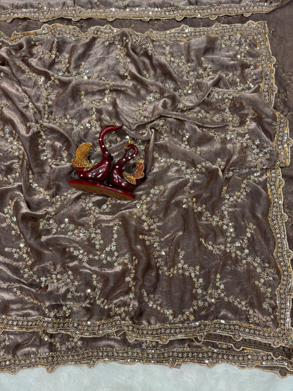 Premium Beads Work Soft Space Silk Saree