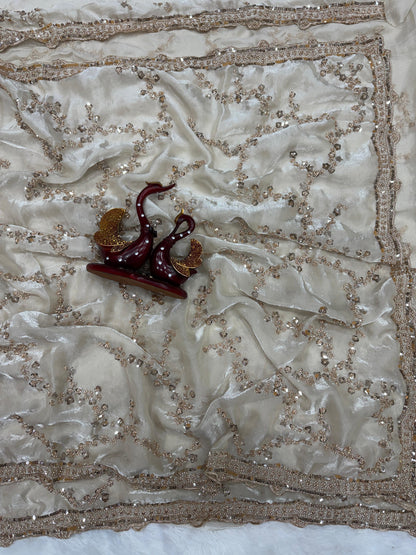 Premium Beads Work Soft Space Silk Saree