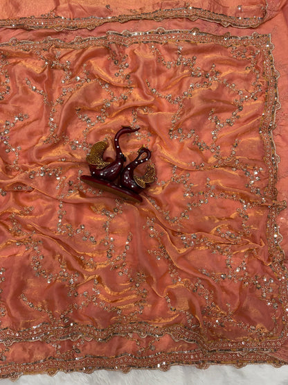 Premium Beads Work Soft Space Silk Saree