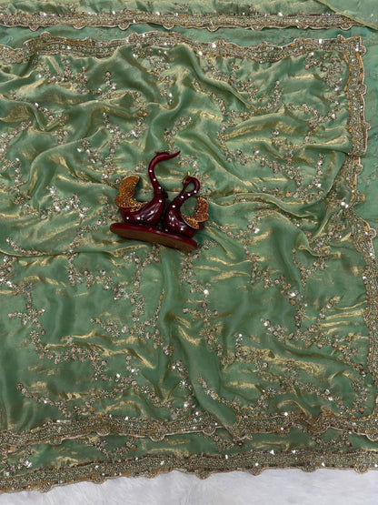 Premium Beads Work Soft Space Silk Saree