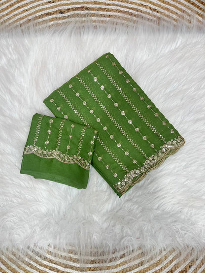 Premium Heavy Star Georgette Sequin Saree