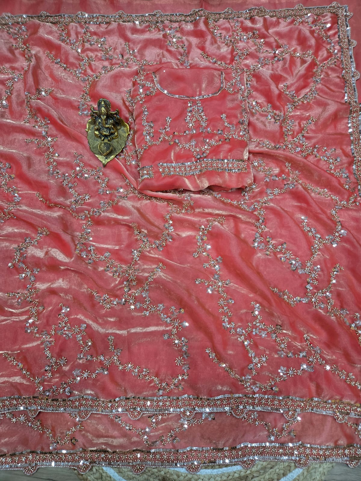Premium Space Silk Saree with Original Beads Work