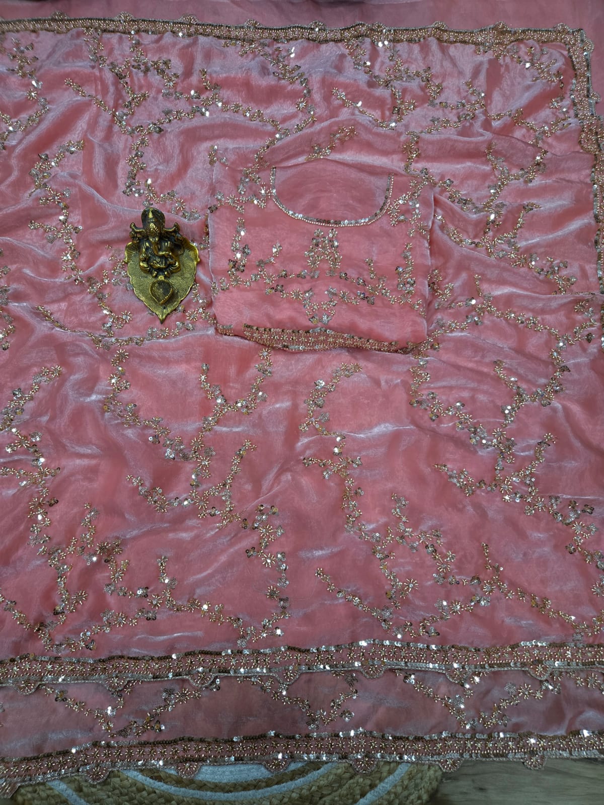 Premium Space Silk Saree with Original Beads Work