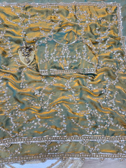 Premium Space Silk Saree with Original Beads Work