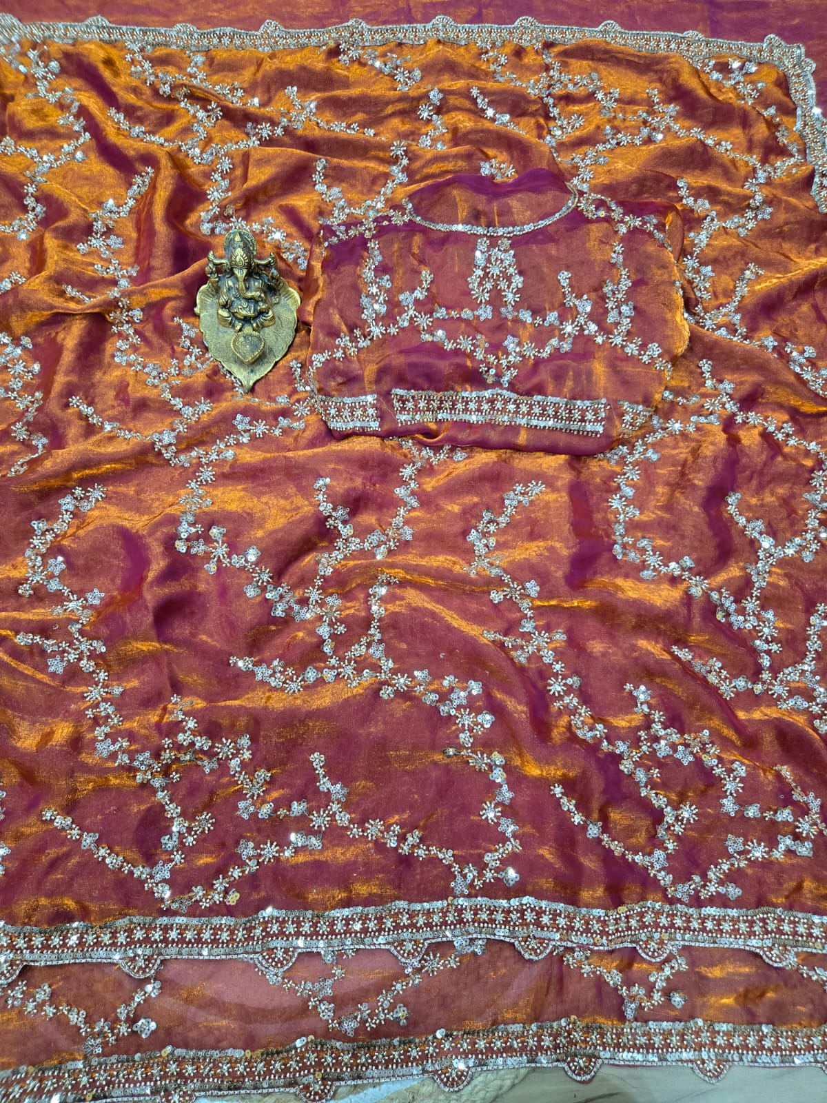 Premium Space Silk Saree with Original Beads Work