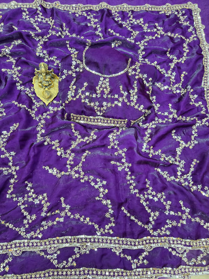 Premium Space Silk Saree with Original Beads Work