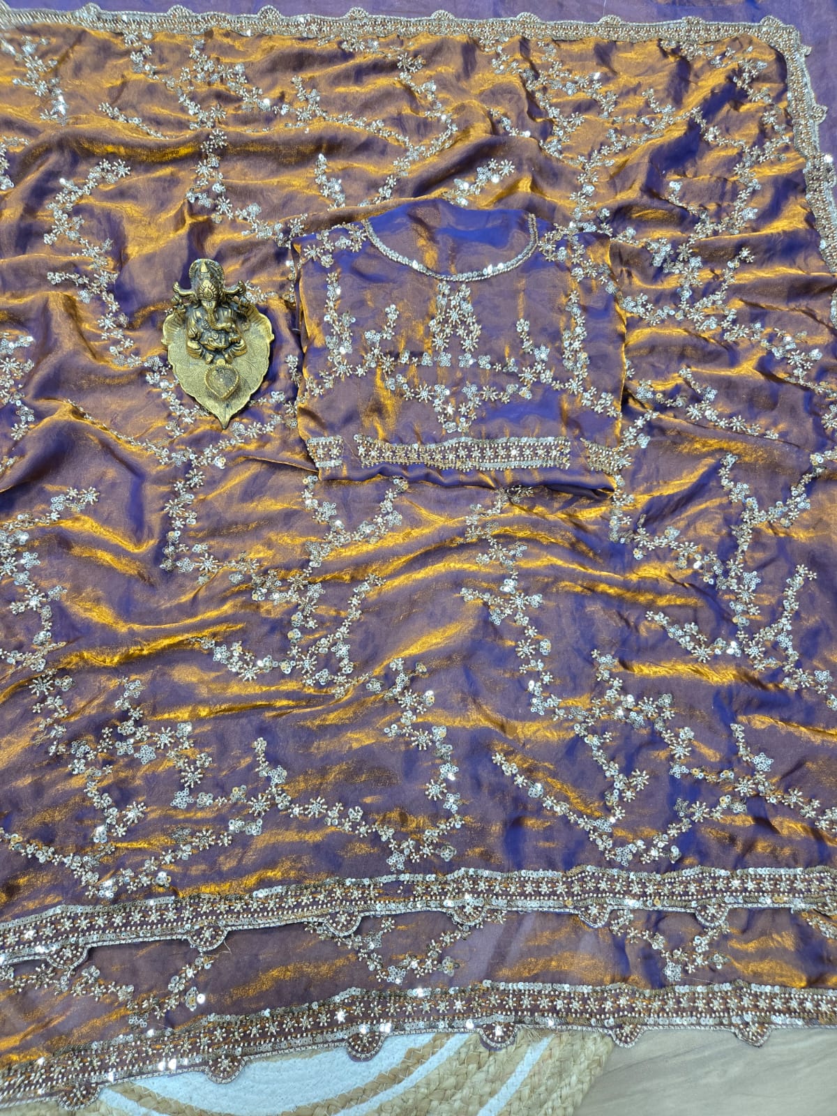 Premium Space Silk Saree with Original Beads Work