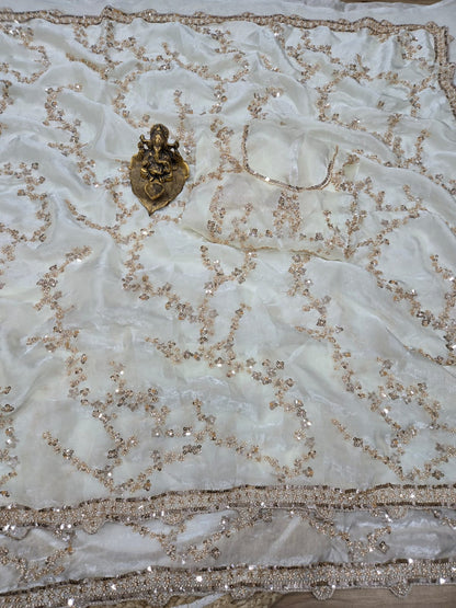 Premium Space Silk Saree with Original Beads Work