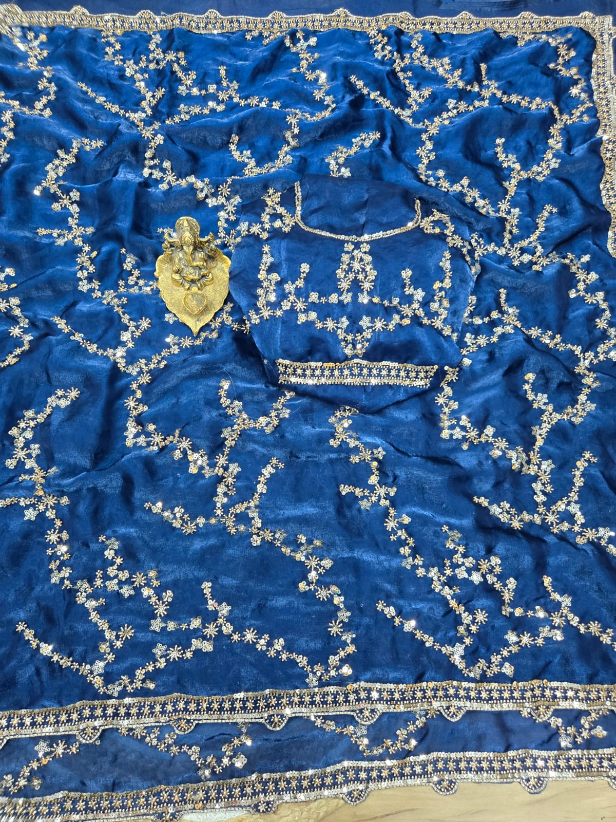 Premium Space Silk Saree with Original Beads Work