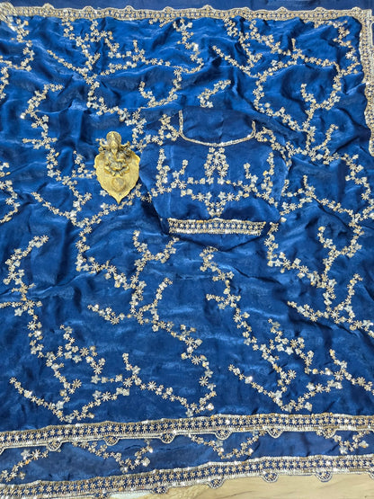 Premium Space Silk Saree with Original Beads Work