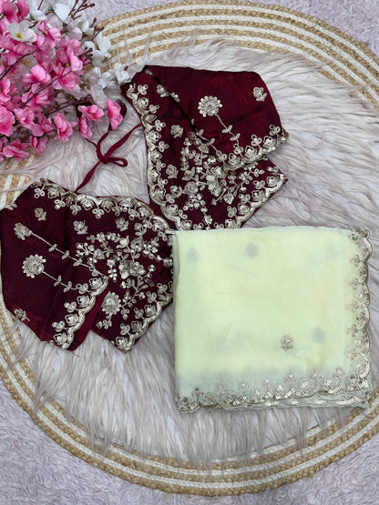 Heavy 5mm Sequins And Beautiful Cutwork Border