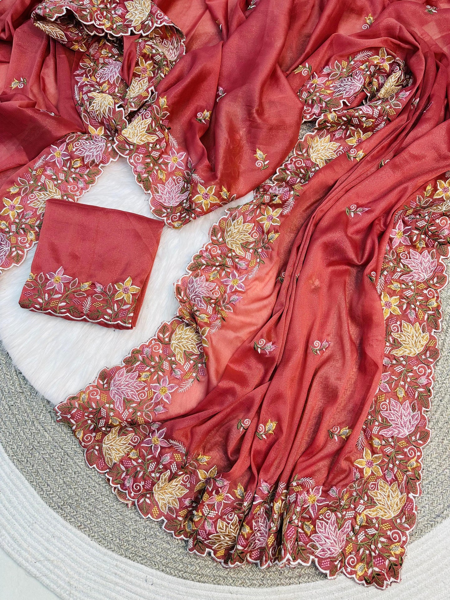 Star Georgette Saree with Embroidery Work