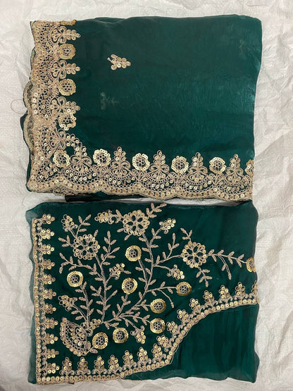 Premium Heavy Fox Blooming Saree With Exquisite Sequins & Cording Embroidery work