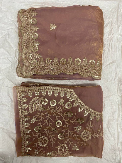 Premium Heavy Fox Blooming Saree With Exquisite Sequins & Cording Embroidery work