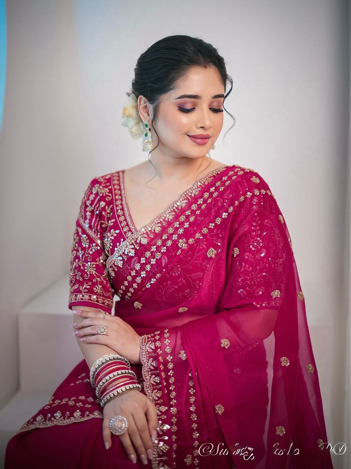 Premium Space Silk Saree with Sequin & Zari Embroidery