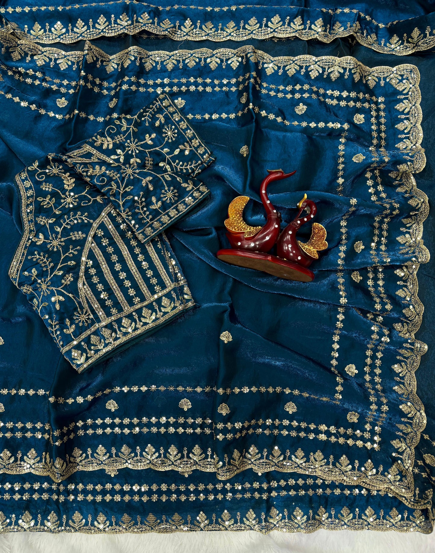 Premium Space Silk Saree with Sequin & Zari Embroidery