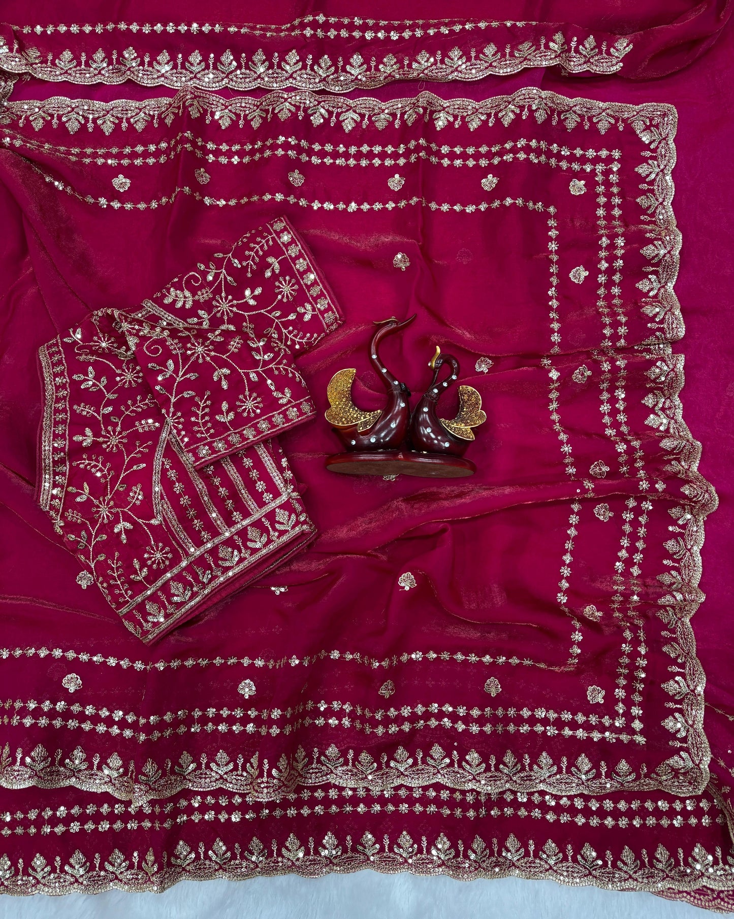 Premium Space Silk Saree with Sequin & Zari Embroidery