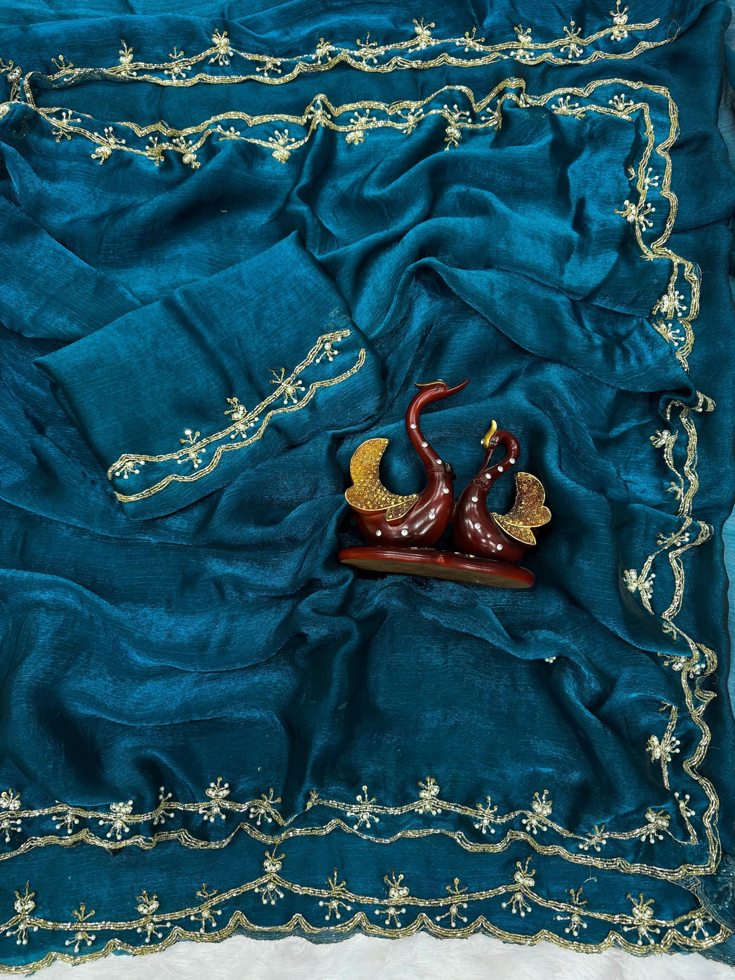 Designer Frendy Chiffon Saree with Katdana & Pearl Handwork