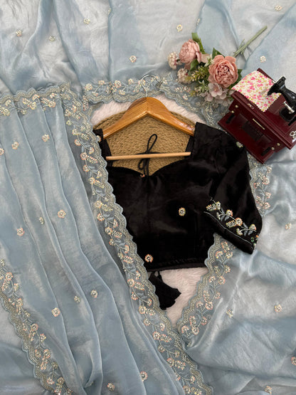 Designer Fendy Silk Saree with Beads Work – Elegance Redefined