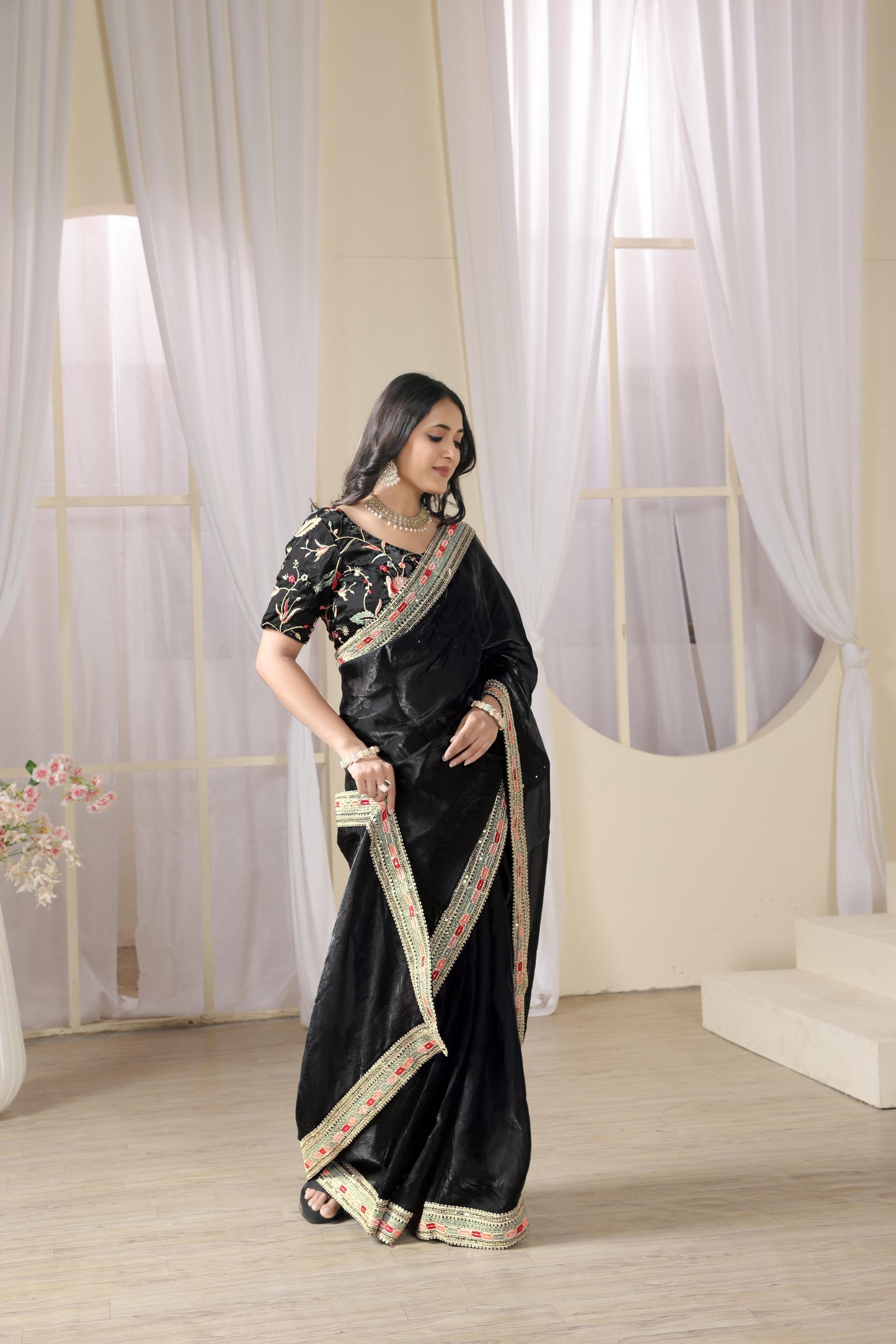 Premium Pure Space Silk Embroidered Saree