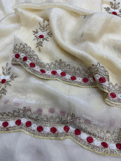 Premium Soft Space Silk Saree with Beads & Sequins Embroidery