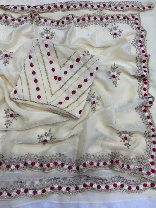 Premium Soft Space Silk Saree with Beads & Sequins Embroidery