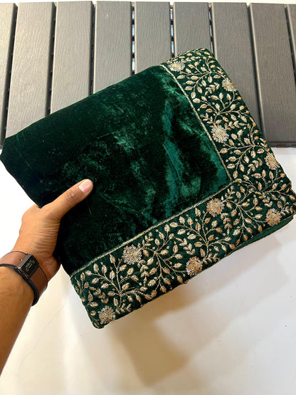 Premium Heavy 9000 Velvet Saree with Zari & Sequence Embroidery