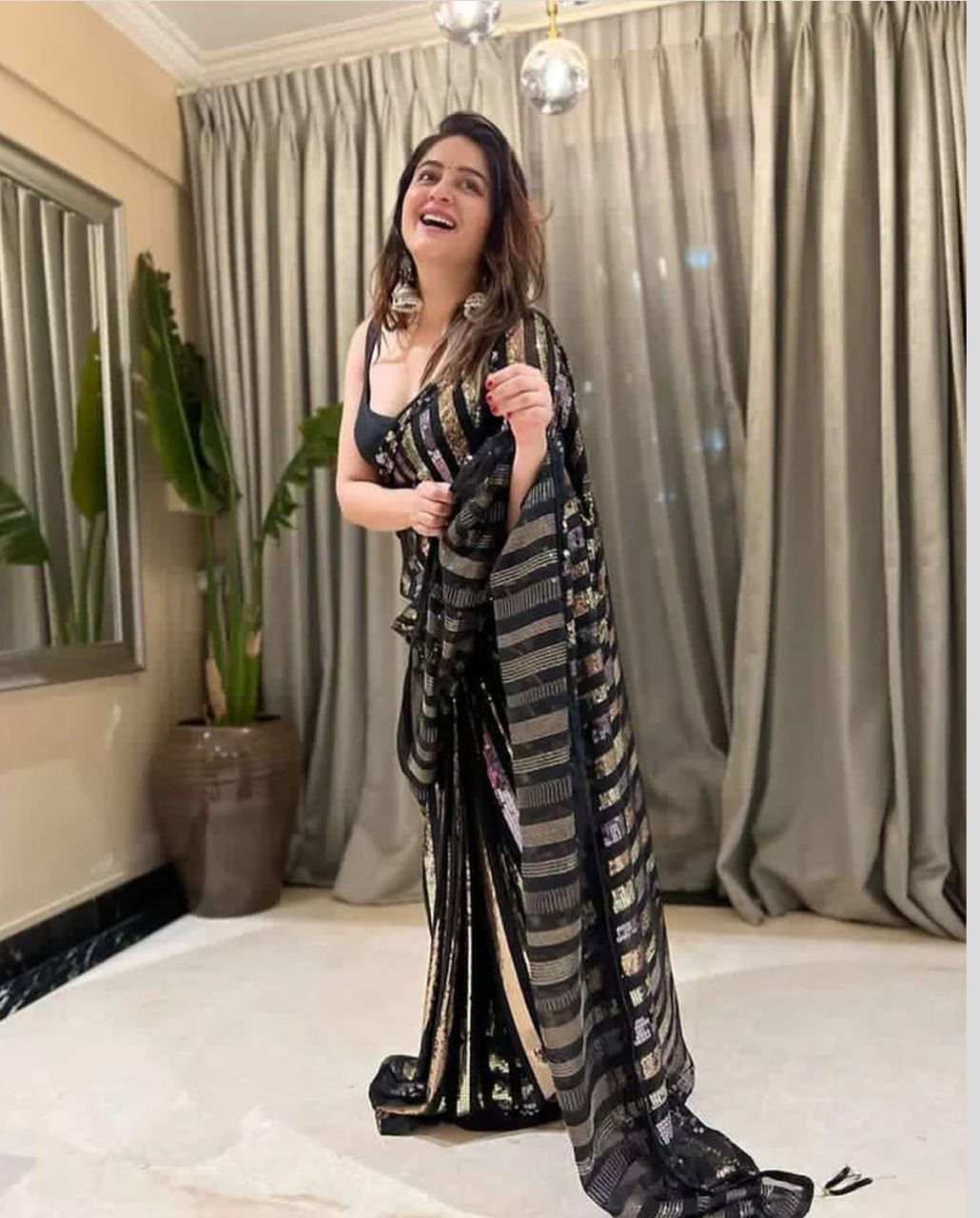 Premium Heavy Georgette Sequins Saree – Festive Glam