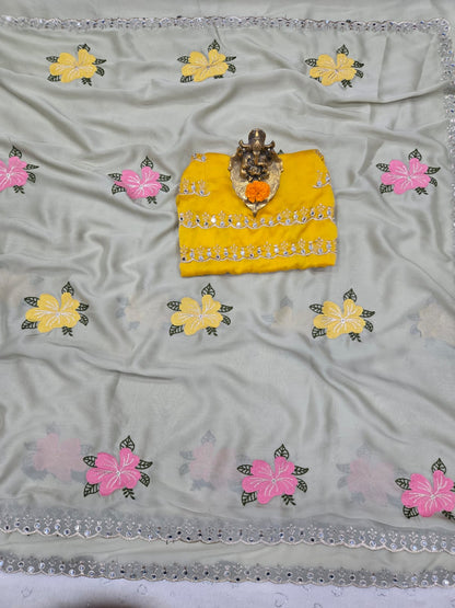 Rangoli Silk Designer Saree with Original Jari & Mirror Work