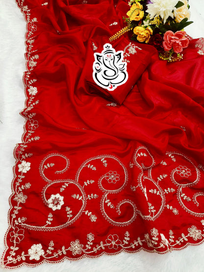 Beautiful Multi-Color Coding Pitta, Daga & Sequence Work Saree