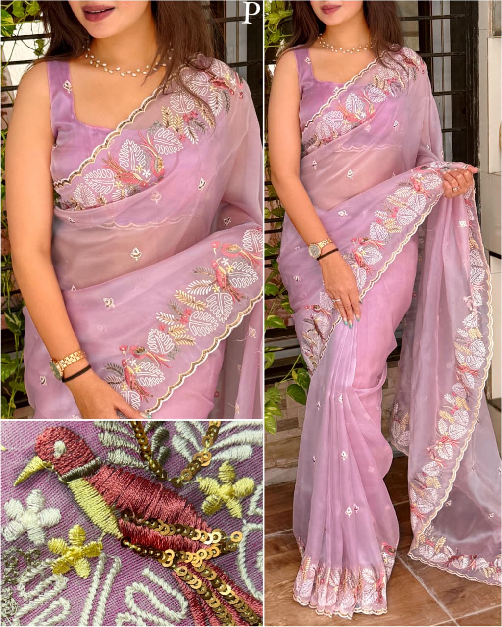 Pastel Magic Leno Net Organza Saree with Embroidery & Sequins Work