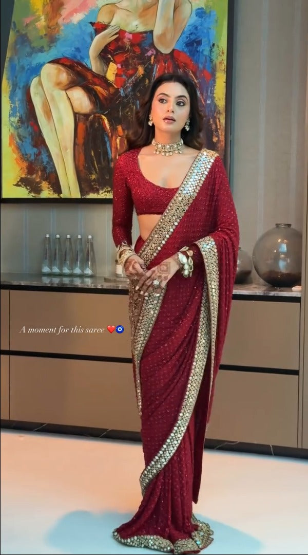 Premium Heavy Georgette Saree with 3mm Sequins