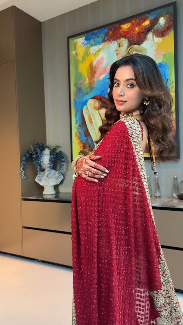 Premium Heavy Georgette Saree with 3mm Sequins