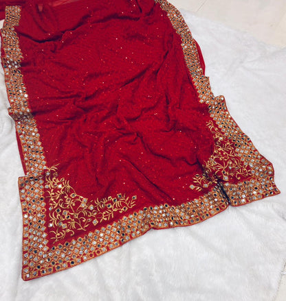 Premium Heavy Georgette Saree with 3mm Sequins