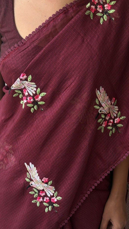 Premium Kota Doriya Silk Saree with Rainbow Thread Work