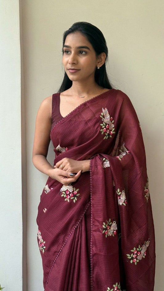 Premium Kota Doriya Silk Saree with Rainbow Thread Work