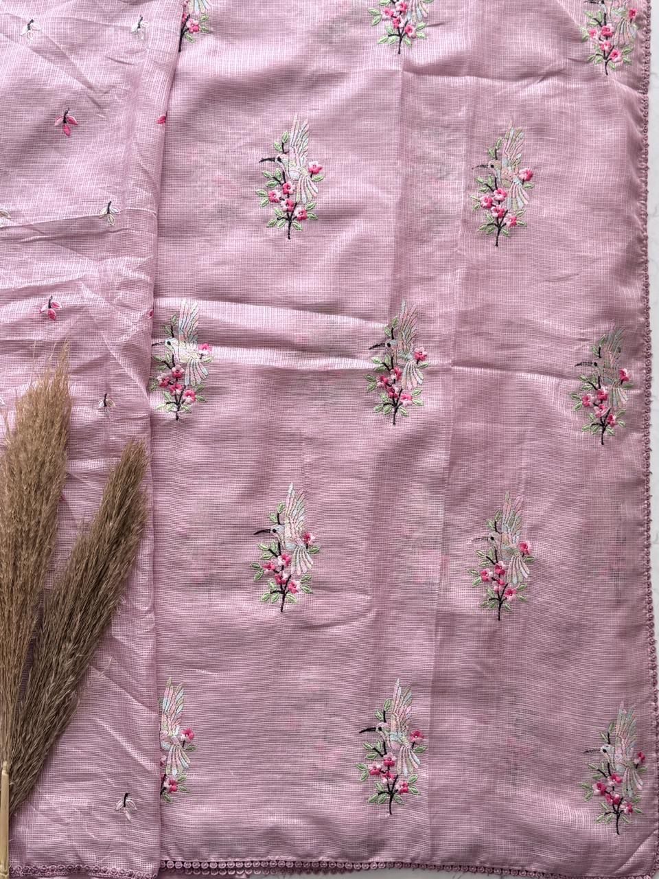 Premium Kota Doriya Silk Saree with Rainbow Thread Work