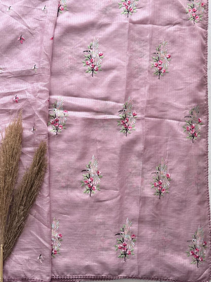 Premium Kota Doriya Silk Saree with Rainbow Thread Work