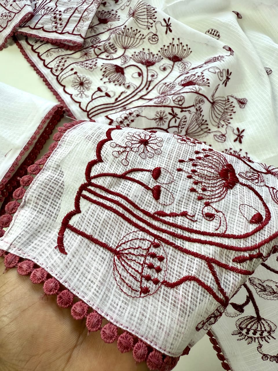 Premium Soft Kota Doriya Saree with Multi Thread Work & Cotton Lace Border