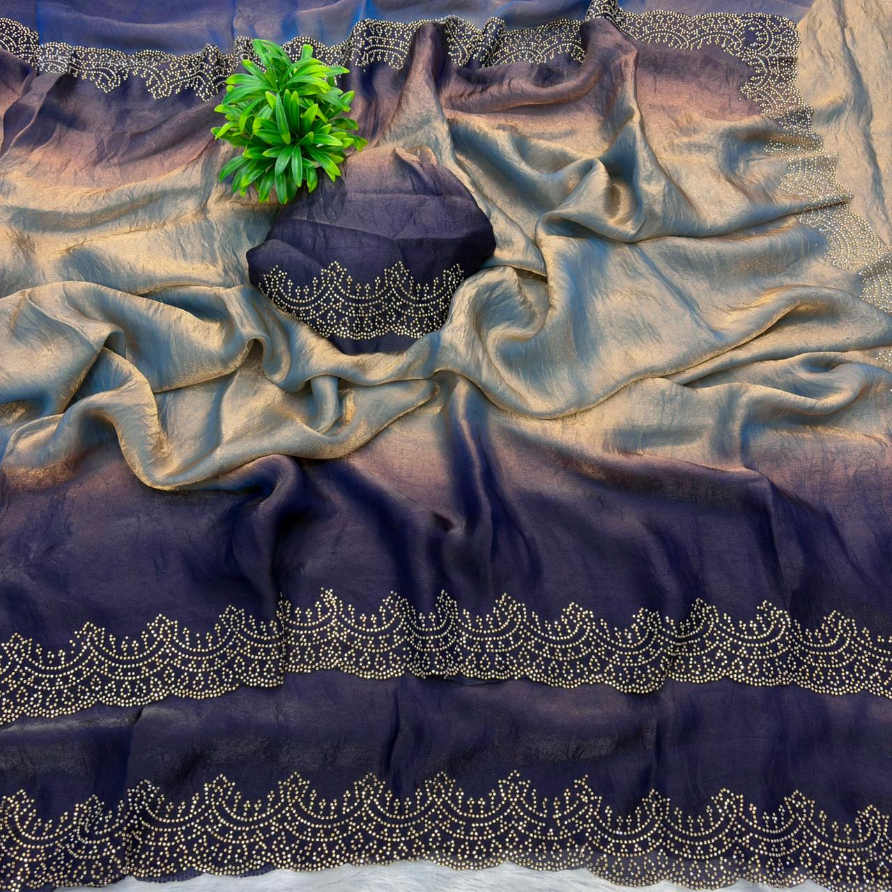 Premium Space Silk Padding Saree with Jarkan Work